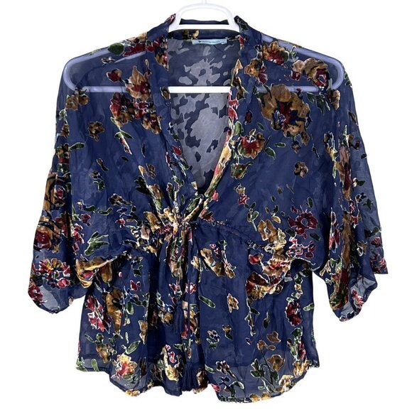 Velvet Burnout Floral Sheer Kimono Top Women S Artsy Boho Whimsigoth FairyGrunge - Picture 9 of 16